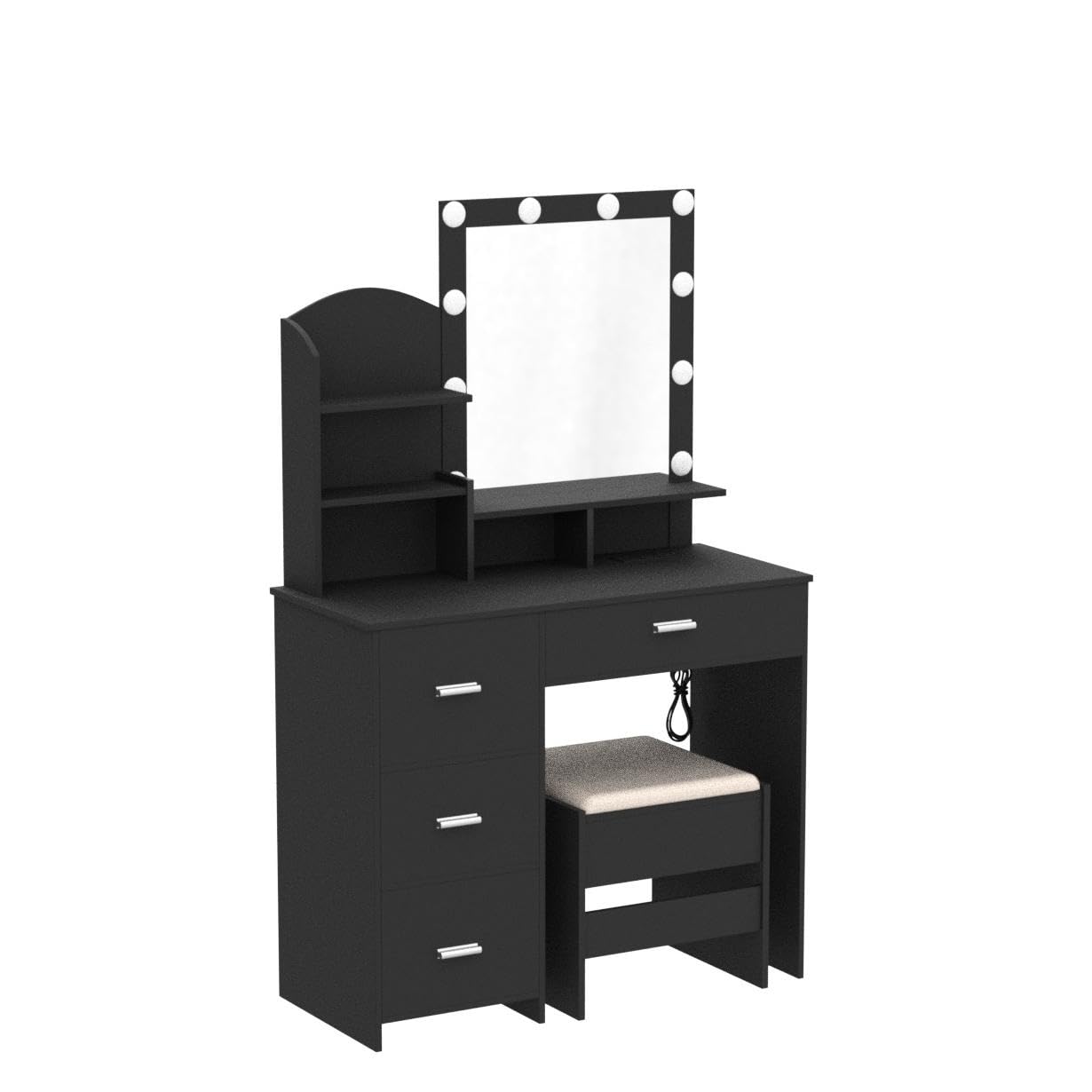 Quimoo Vanity Desk with Mirror & Lights, White