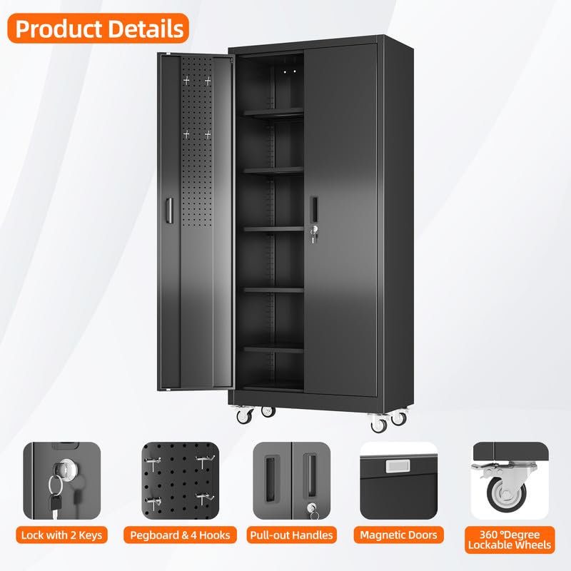 Aobabo Metal Garage Storage Cabinet – Black