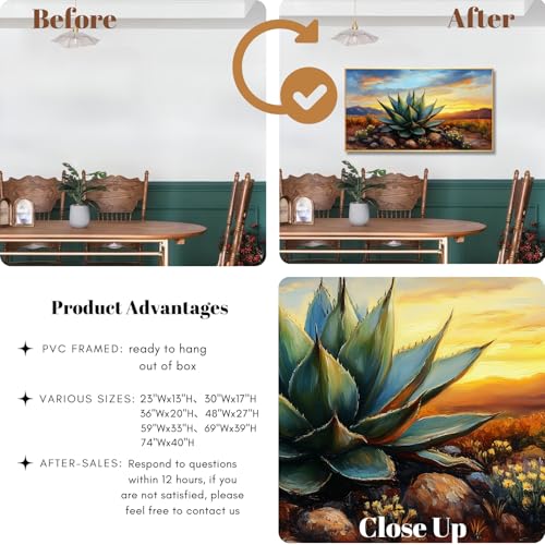 Agave Western Wall Art, 74"x40", Framed