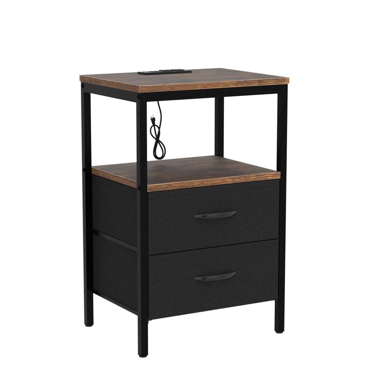Huuger Nightstand – Rustic Brown/Black