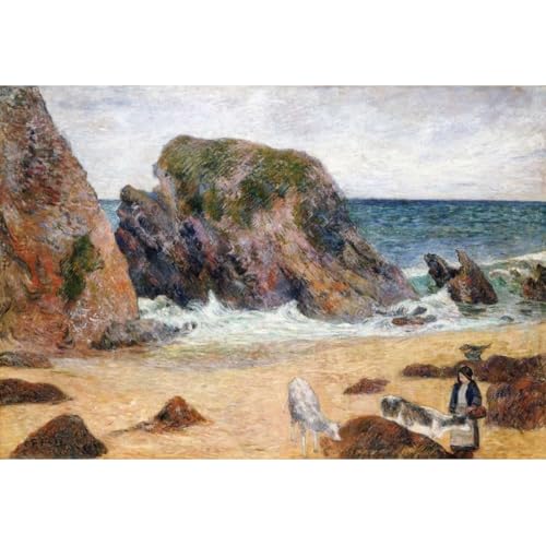 Gauguin Cows on the Seashore Canvas 24"x18"