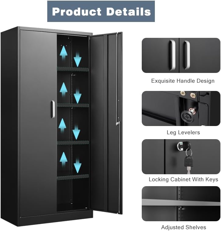 Metal Storage Cabinet – Black, 71"