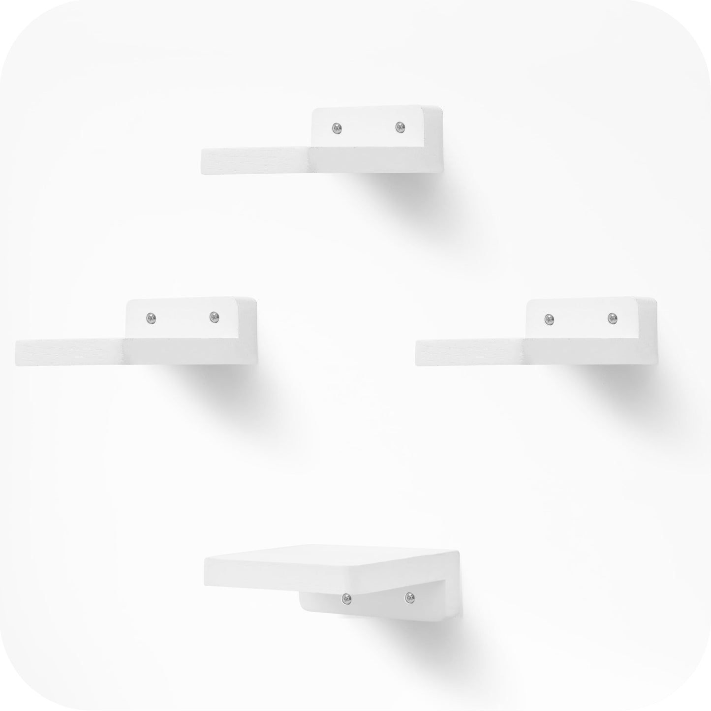 Small Floating Shelves 8-Pack, 4"x4", Rustic White