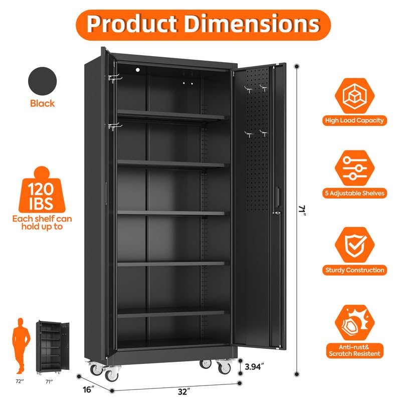 Aobabo Metal Garage Storage Cabinet – Black