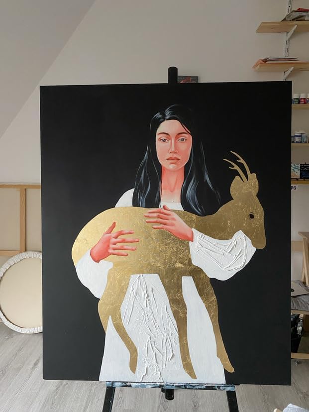 Golden Antelope Mixed Media Painting 40"x47"