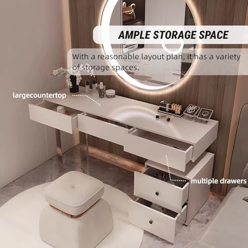 Modern Makeup Vanity Desk with LED Mirror 56"