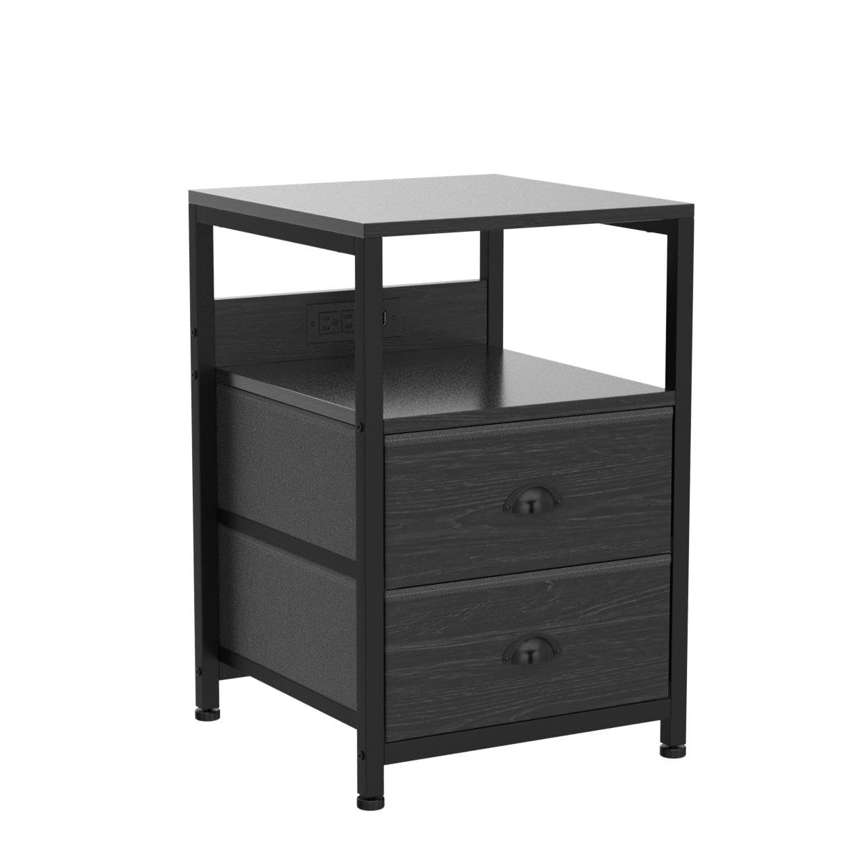 Furologee Nightstand with Charging Station, White