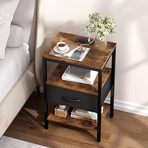 SUPERJARE Nightstand with Charging Station