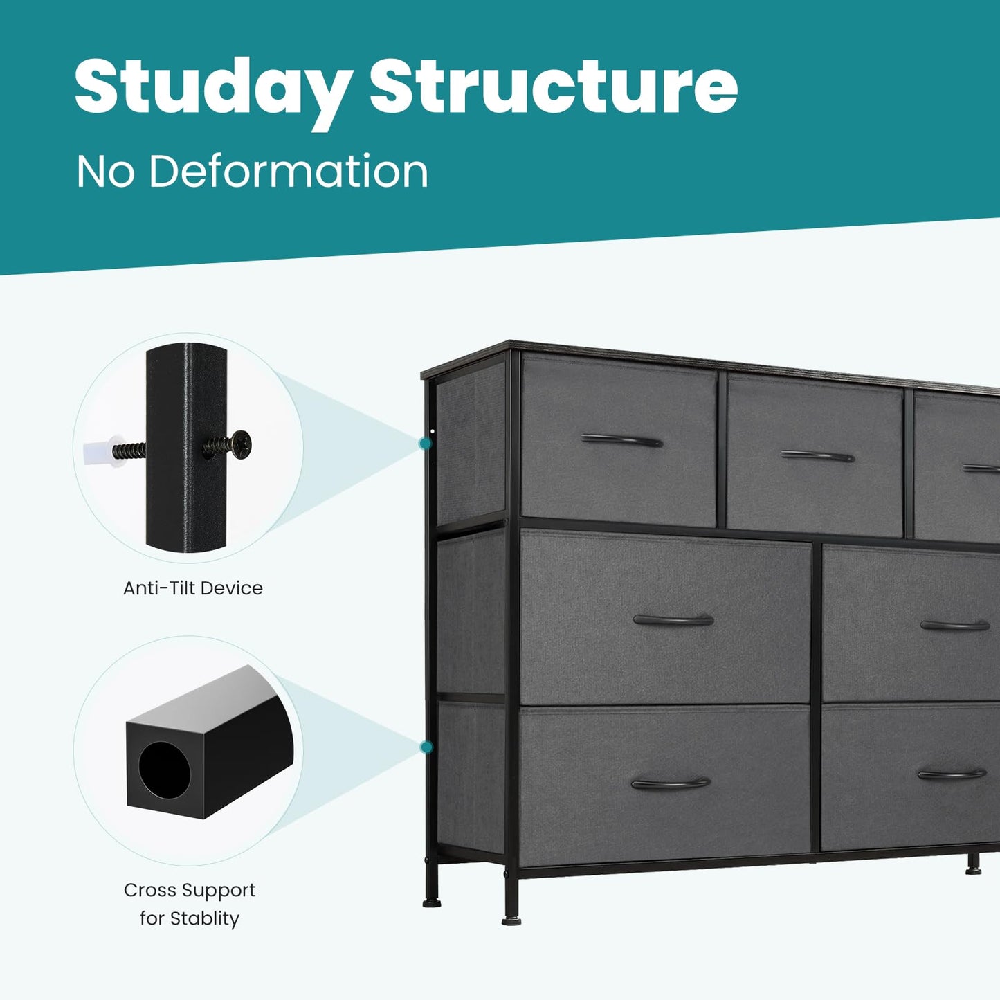 OLIXIS 5-Drawer Dresser, Black