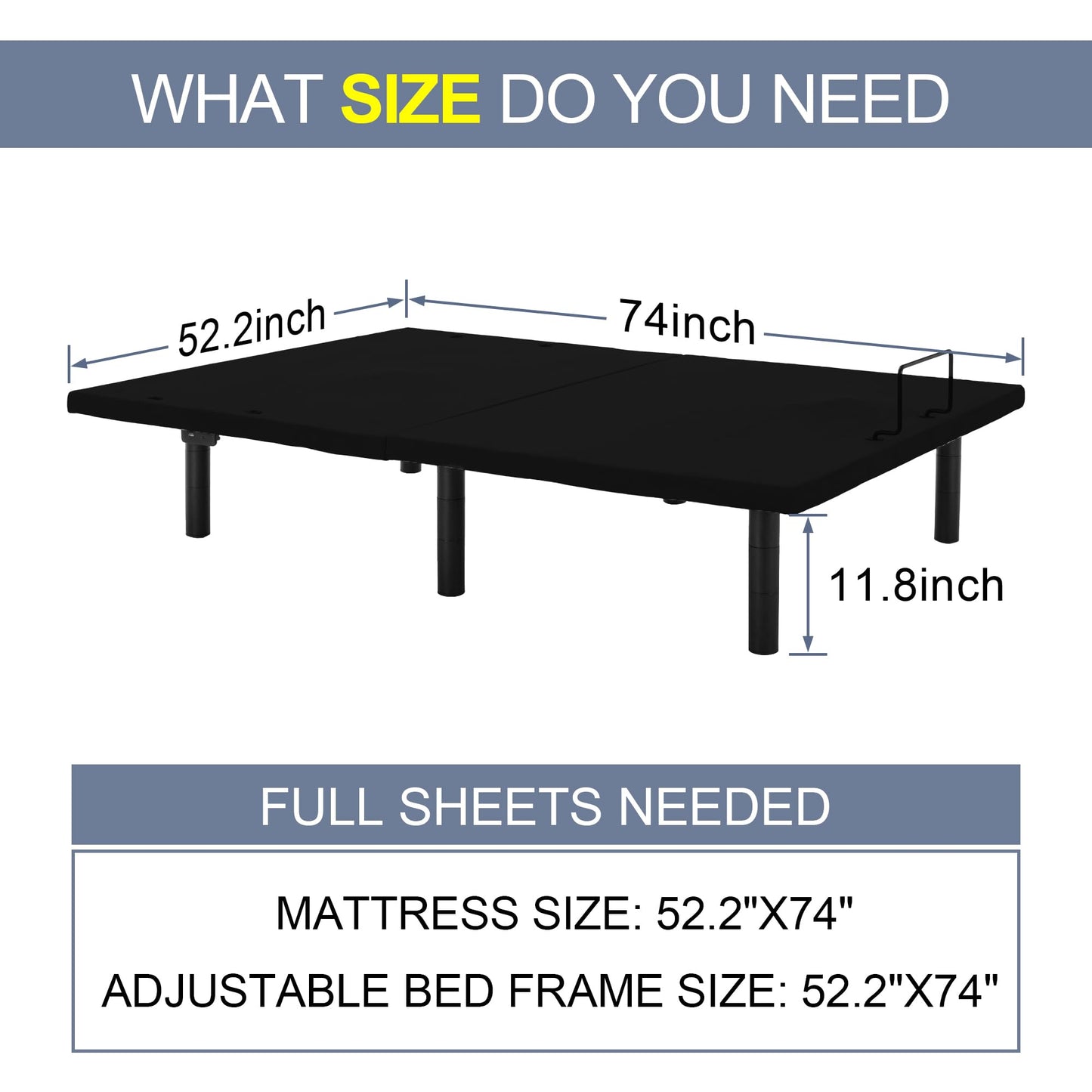 Fromann Adjustable Twin XL Bed Base – Grey