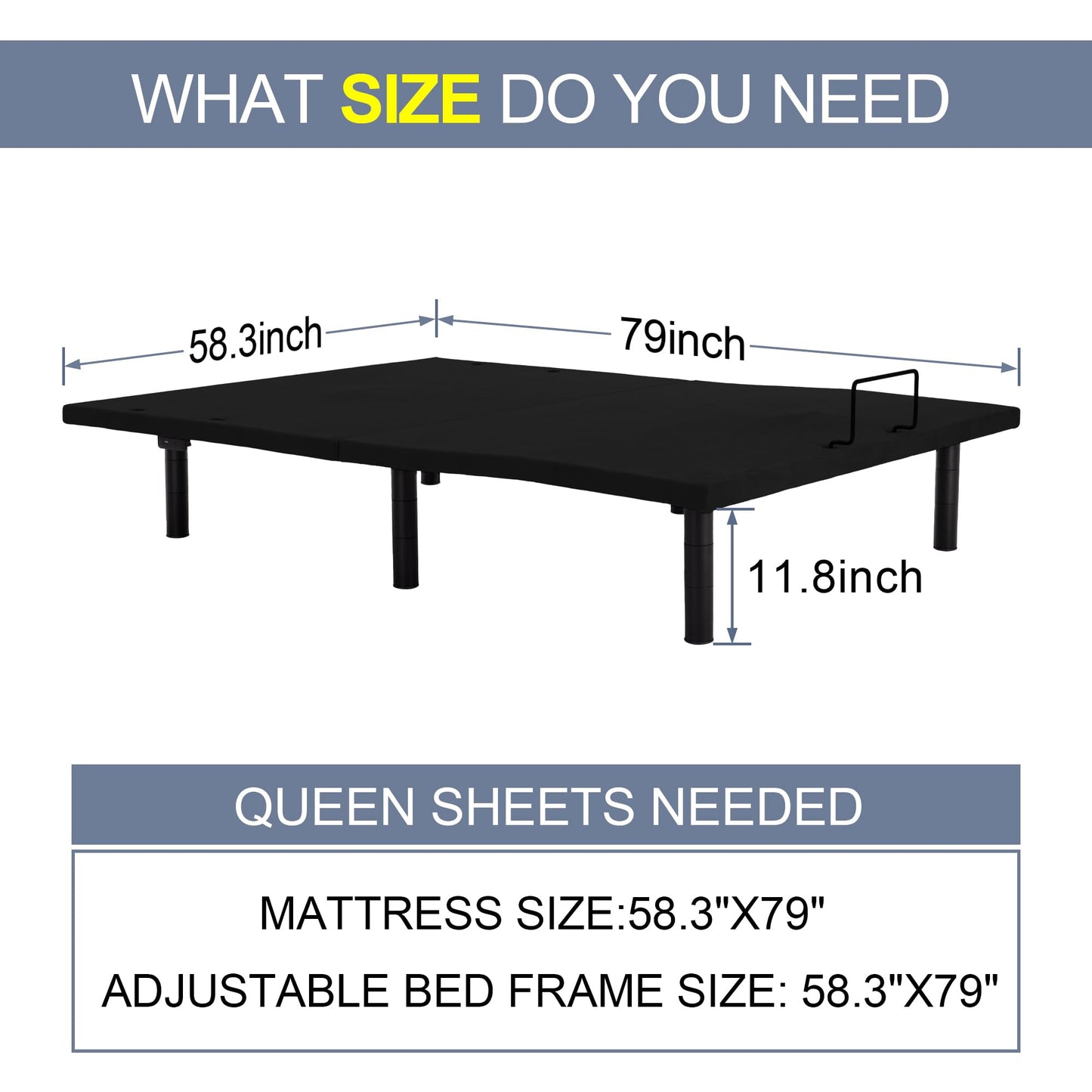 Fromann Adjustable Twin XL Bed Base – Grey