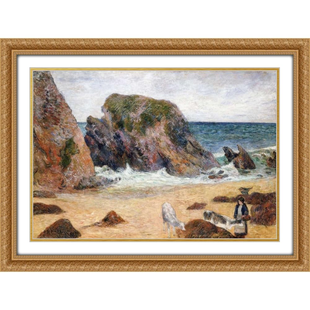 Gauguin Cows on the Seashore Canvas 24"x18"