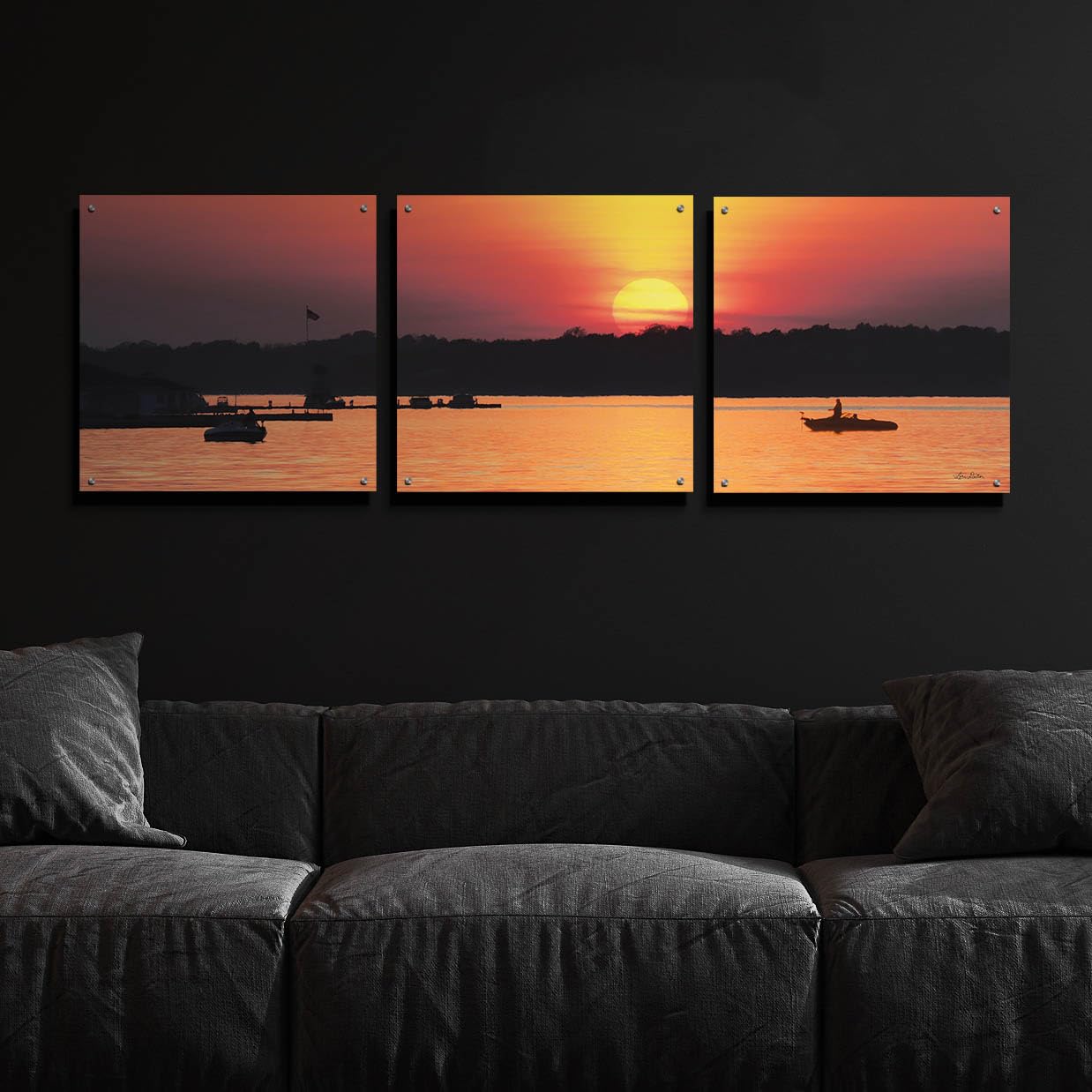 Epic Art 'River Sunset' 3-Piece Wall Art