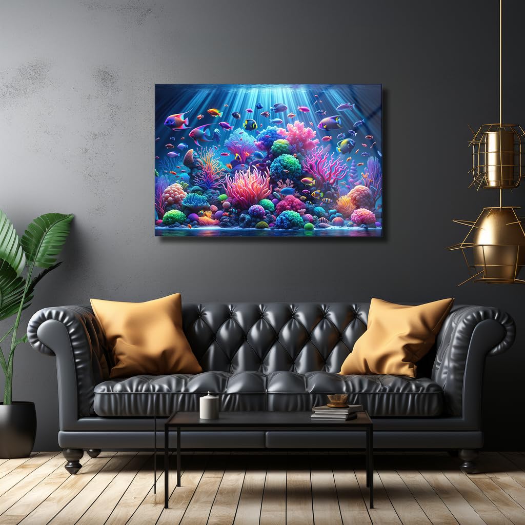 Sea Creatures Tempered Glass Wall Art 47.2"x70.8"