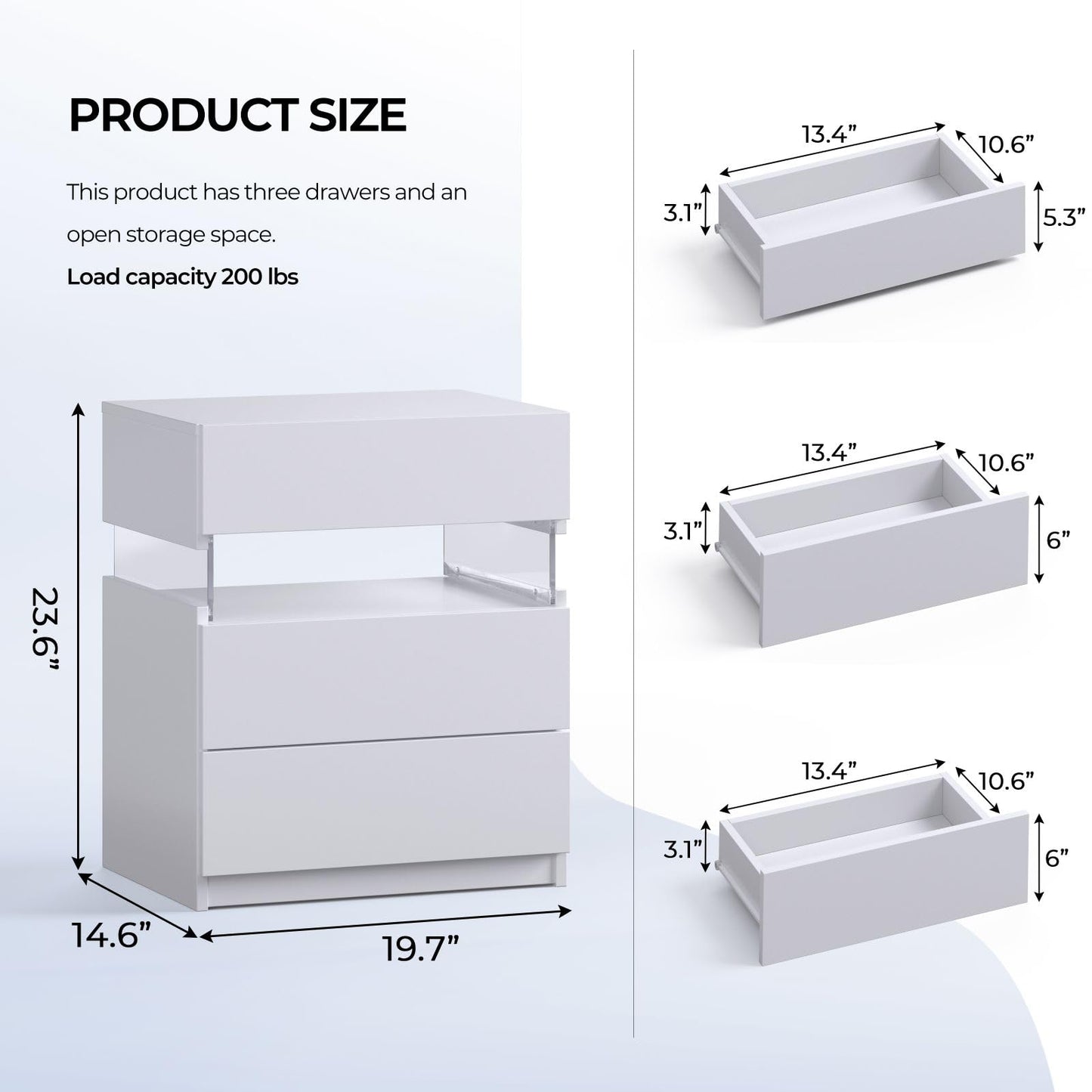 White LED Nightstand Set – 2 Pack
