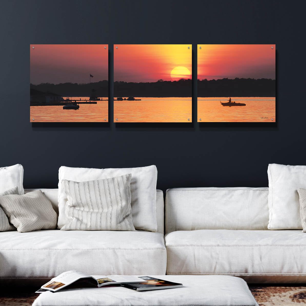 Epic Art 'River Sunset' 3-Piece Wall Art