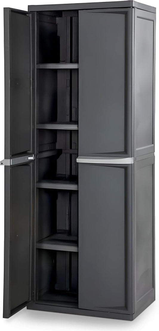 Sterilite 4-Shelf Lockable Storage Cabinet – Gray