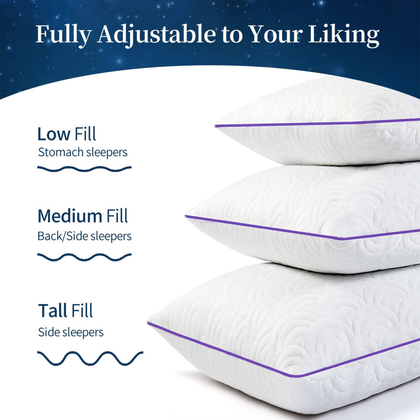 MOLCLCUY Memory Foam Pillows – Queen, 2 Pack