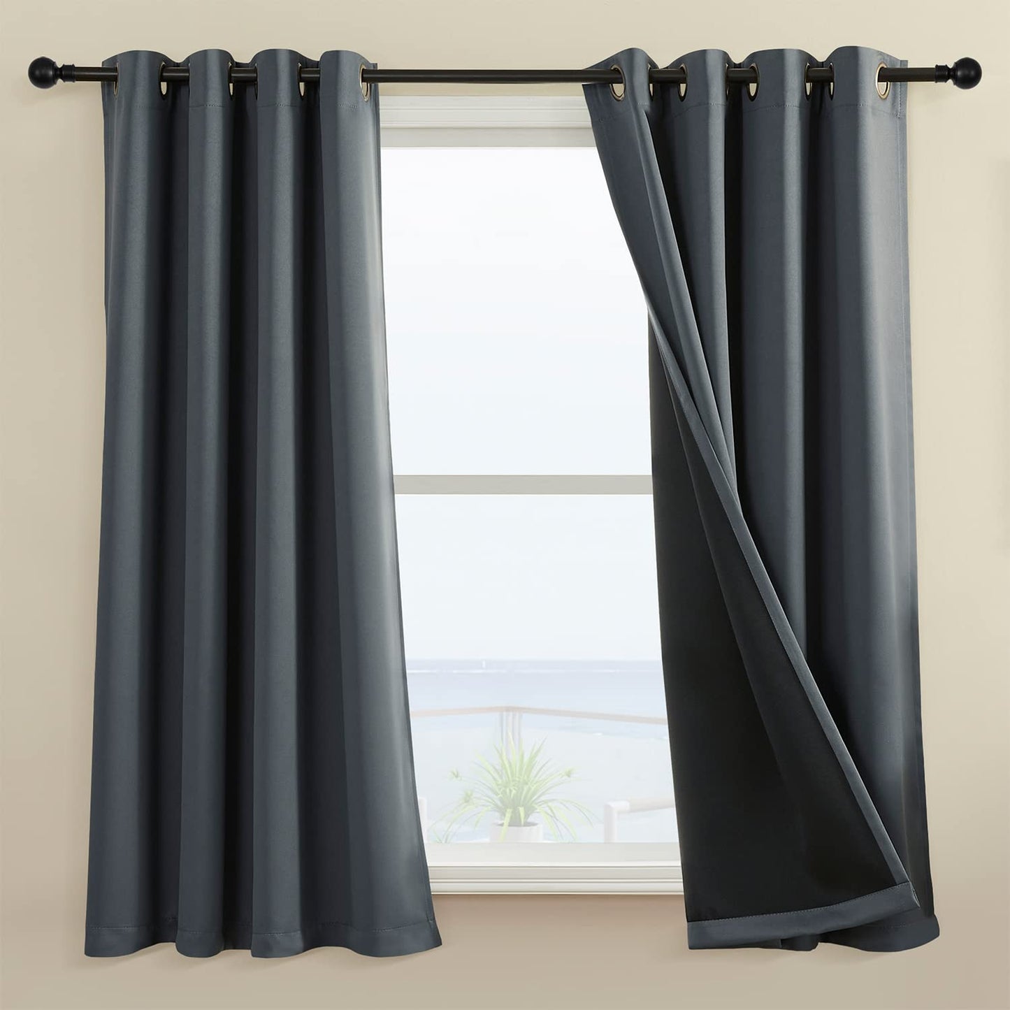 Rutterllow Blackout Curtains – 2 Panels, Dark Grey