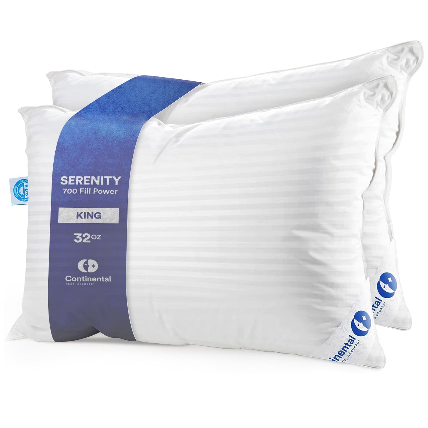 Serenity Goose Down Pillows – King, 2 Pack