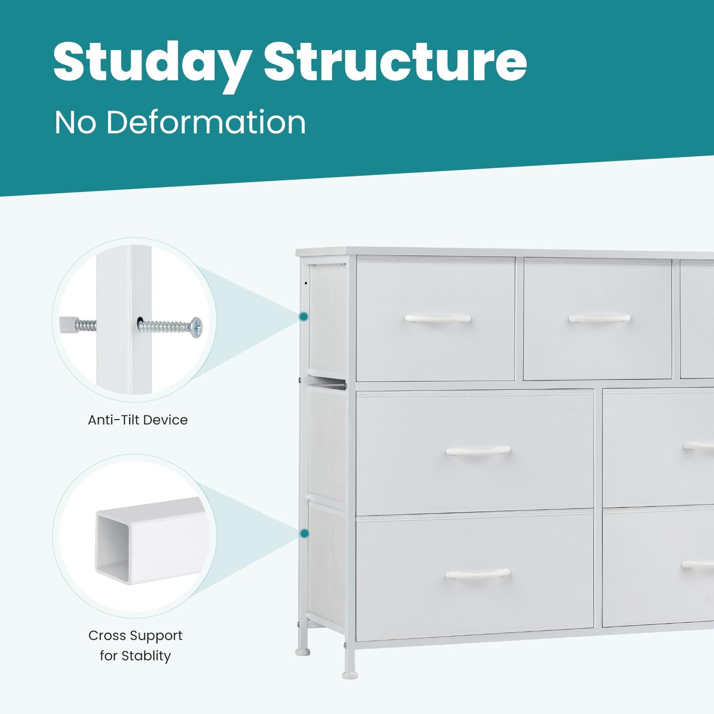 OLIXIS 7-Drawer Dresser, White