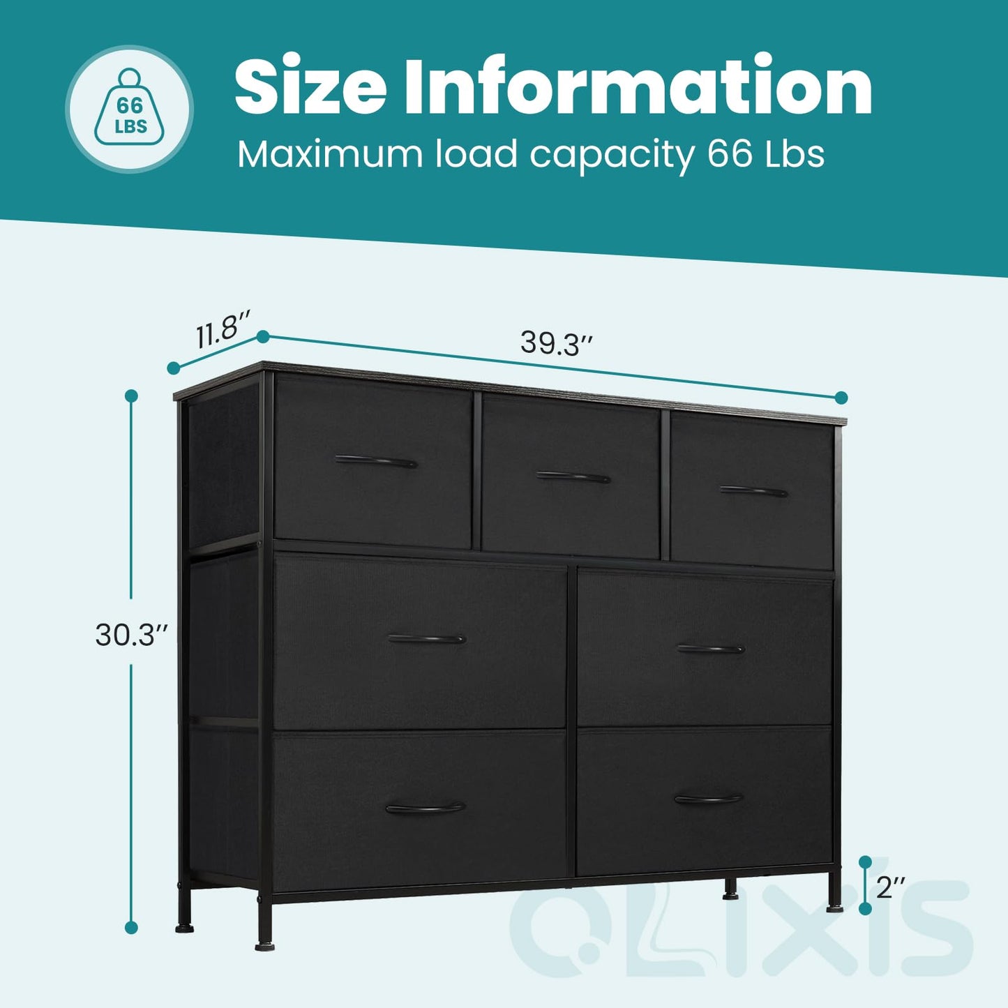 OLIXIS 5-Drawer Dresser, Black