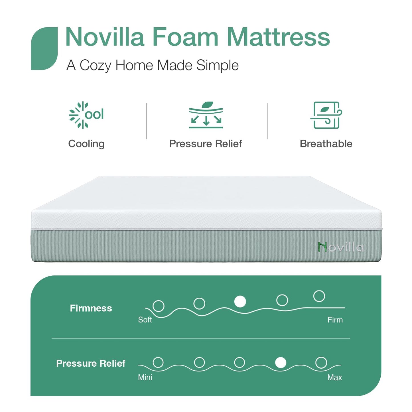Novilla 12" Twin Gel Memory Foam Mattress