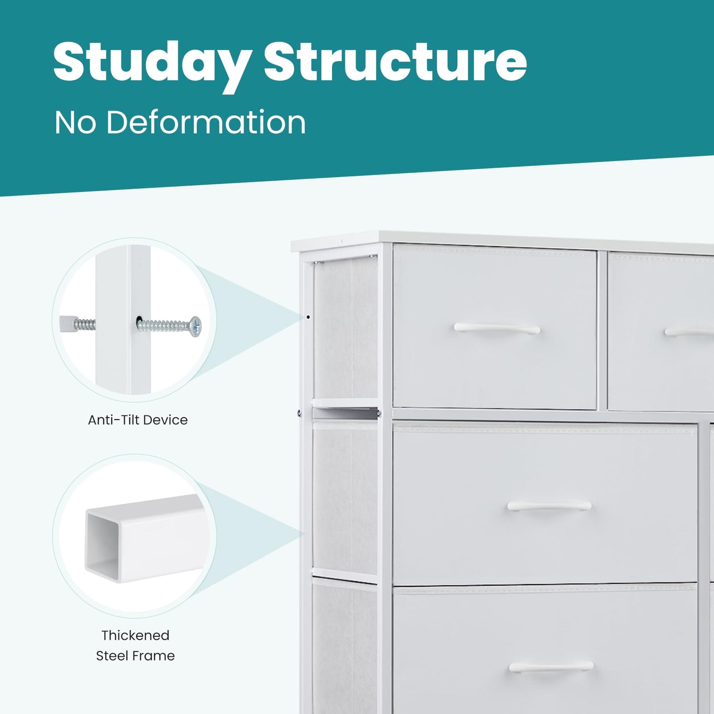 OLIXIS 7-Drawer Dresser, White