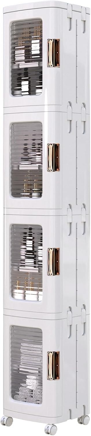 VECELO 4-Tier Plastic Storage Cabinet – White