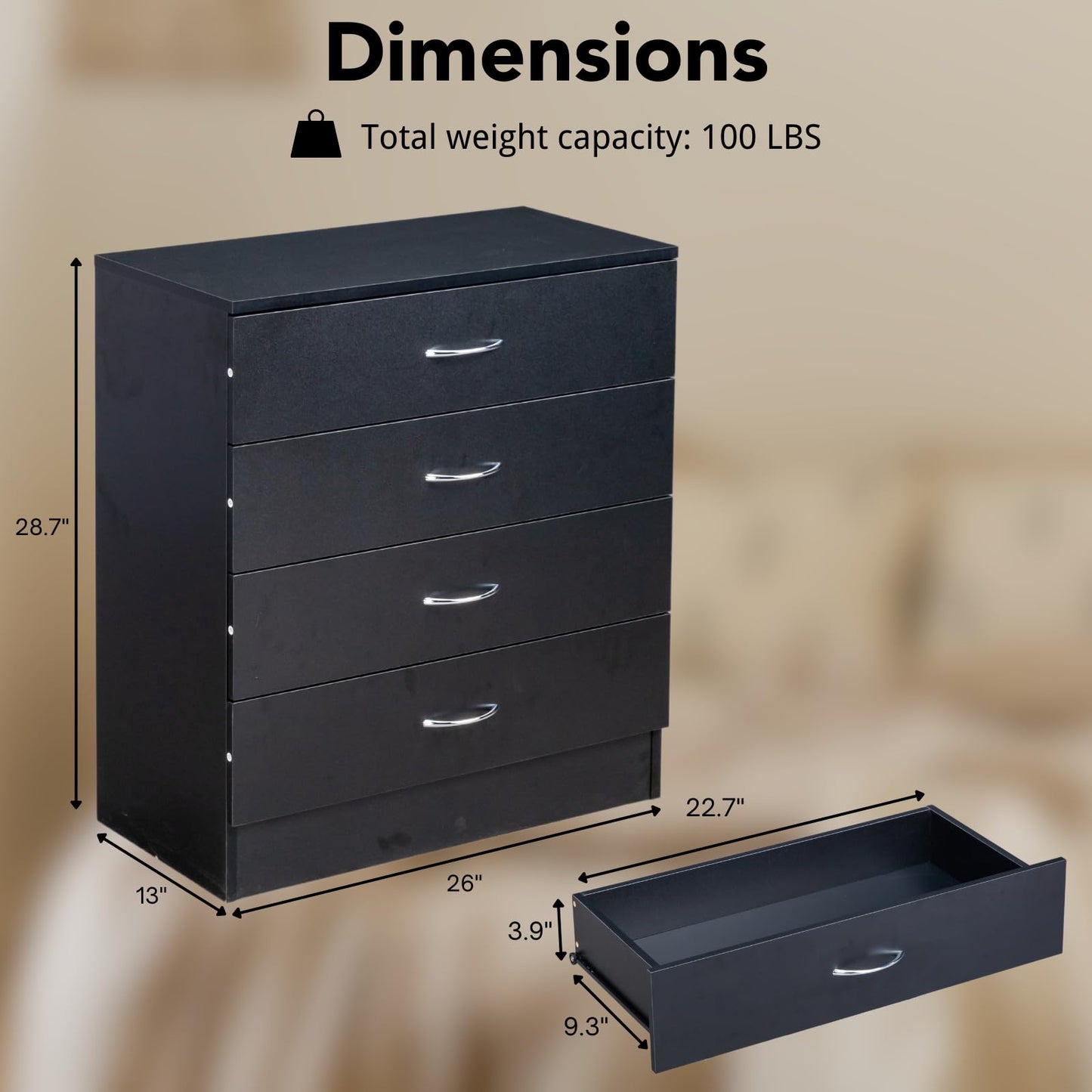 Karl Home White 3-Drawer Dresser/Nightstand