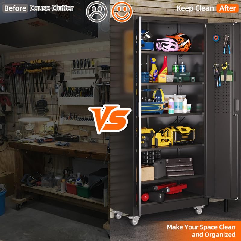 Aobabo Metal Garage Storage Cabinet – Black