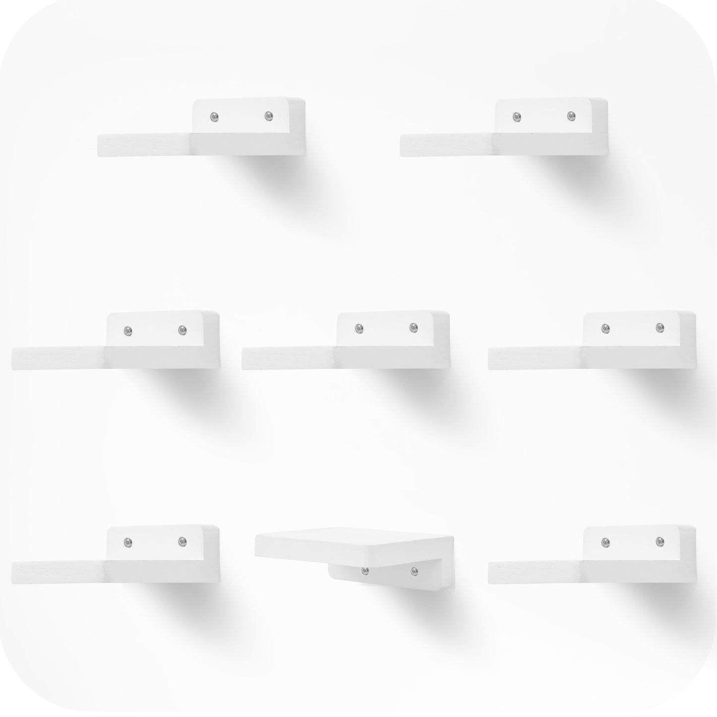 Small Floating Shelves 8-Pack, 4"x4", Rustic White