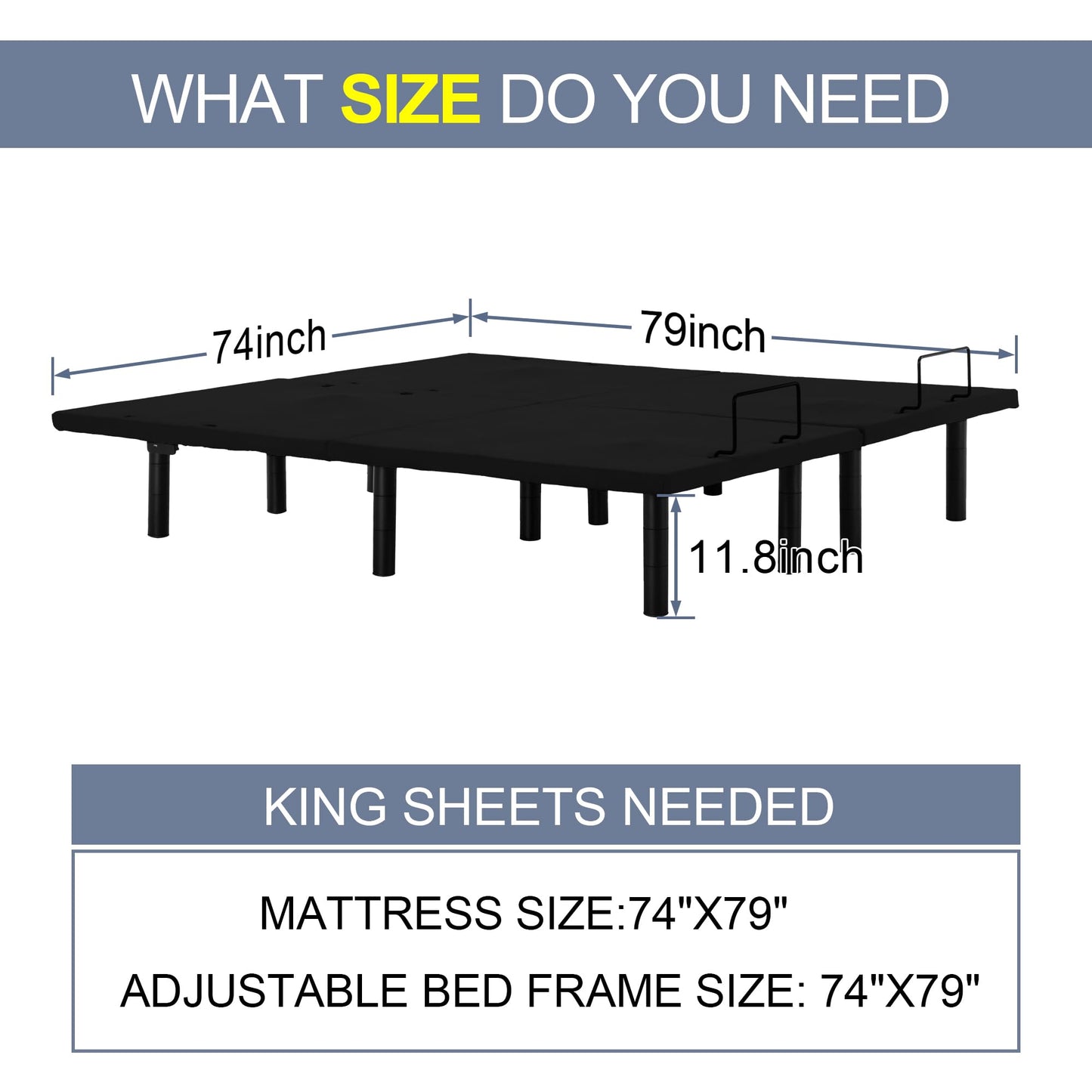 Fromann Adjustable Twin XL Bed Base – Grey