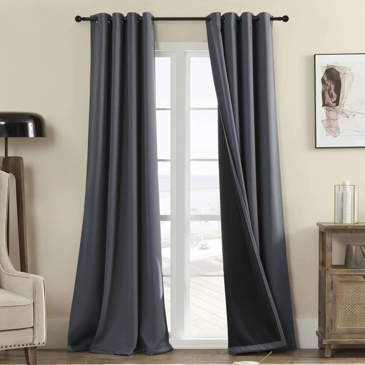 Rutterllow Blackout Curtains – 2 Panels, Dark Grey