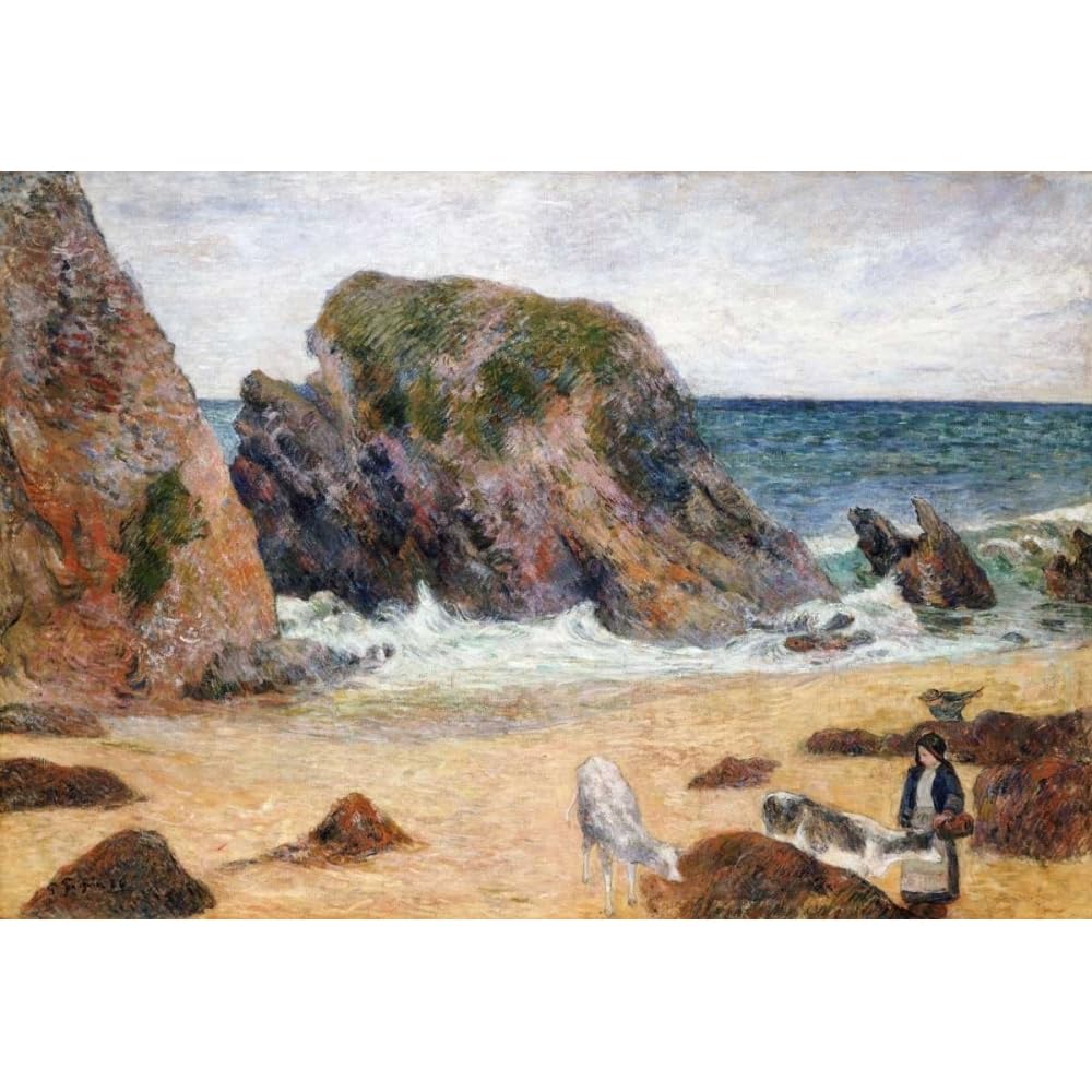 Gauguin Cows on the Seashore Canvas 24"x18"
