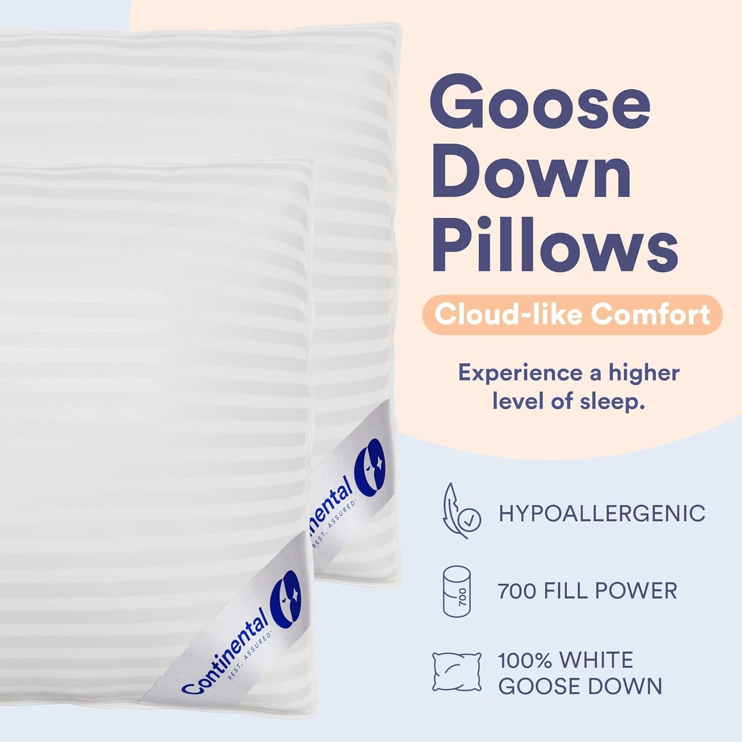 Serenity Goose Down Pillows – King, 2 Pack
