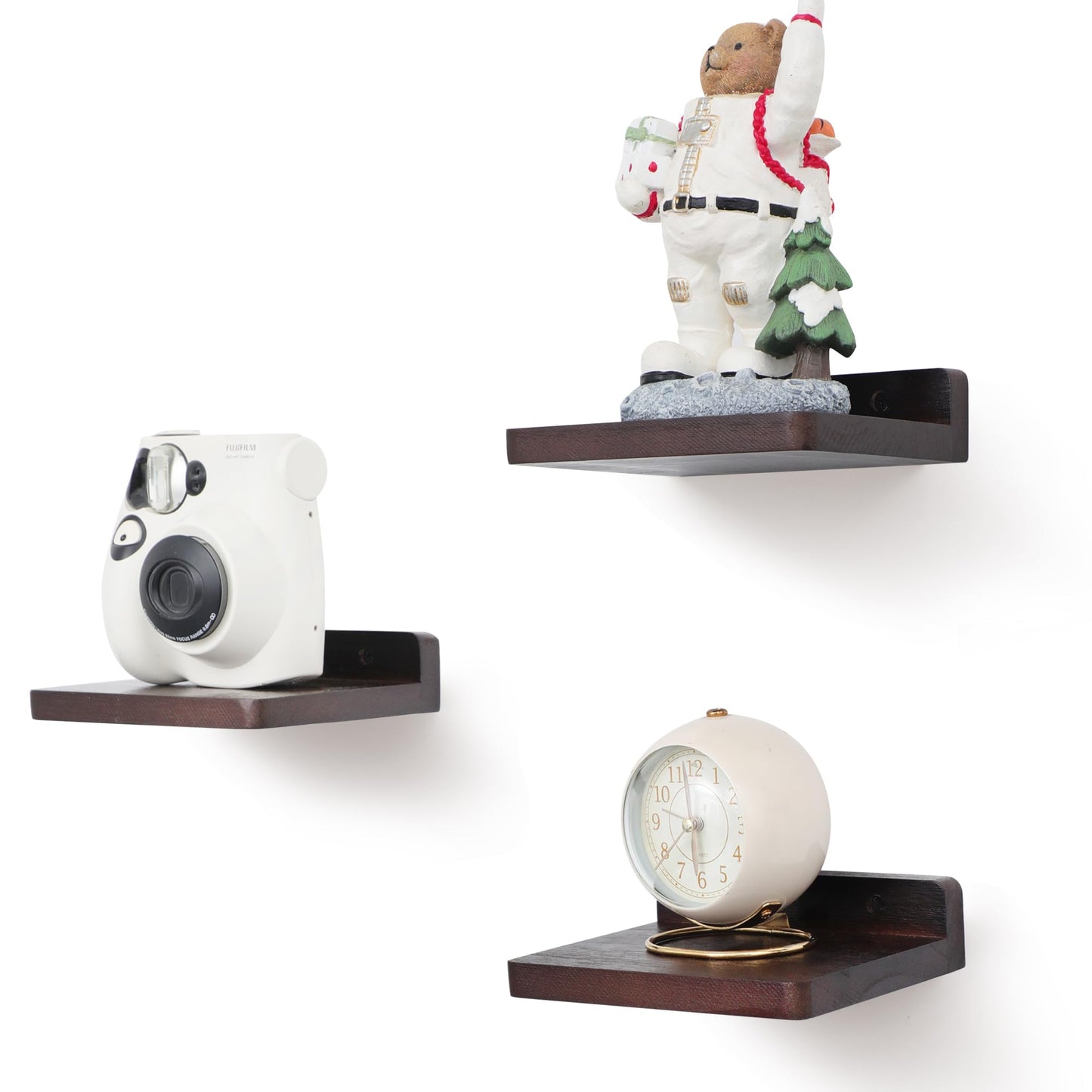 Small Floating Shelves 8-Pack, 4"x4", Rustic White