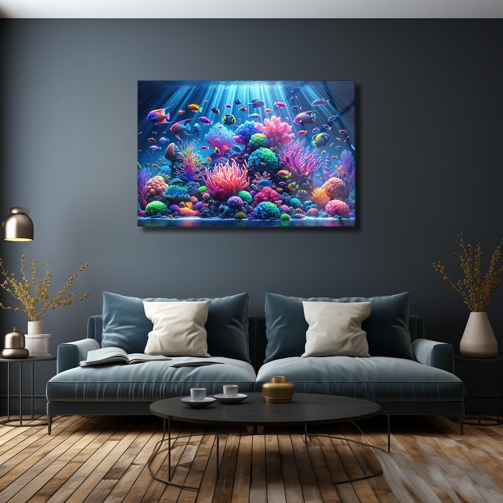 Sea Creatures Tempered Glass Wall Art 47.2"x70.8"
