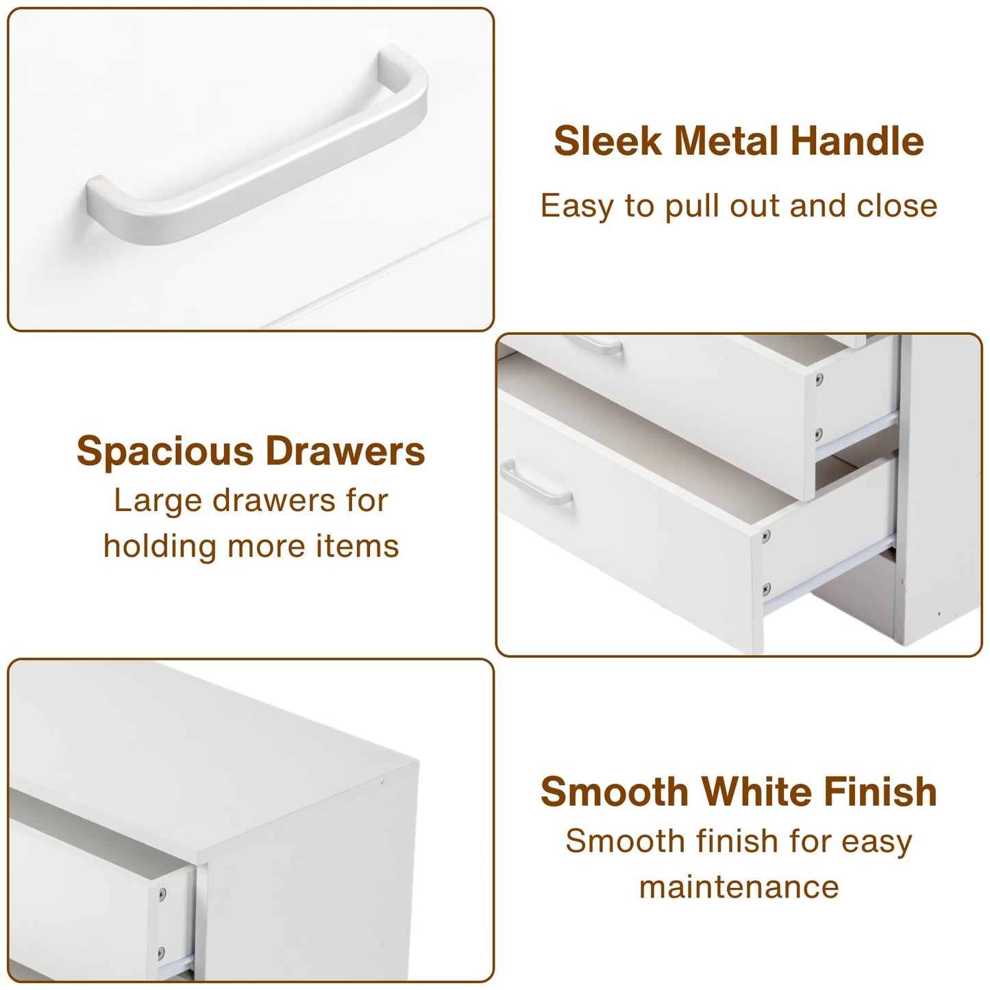 Karl Home White 3-Drawer Dresser/Nightstand