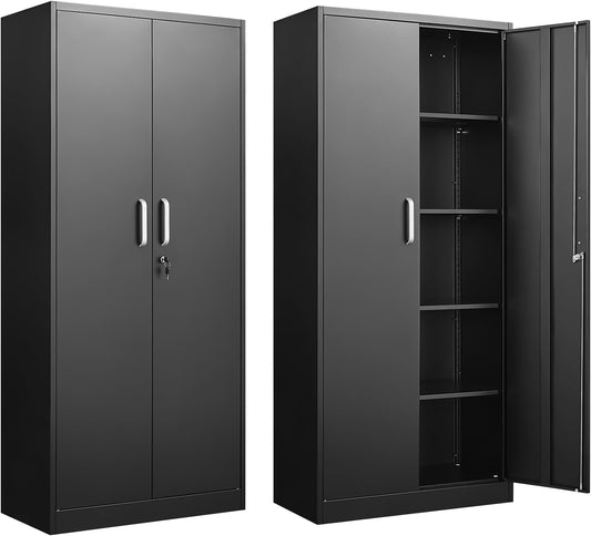 Metal Storage Cabinet – Black, 71"