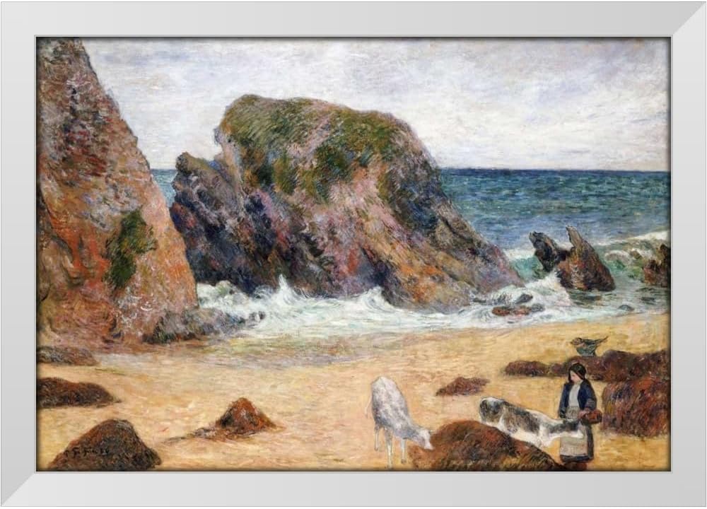 Gauguin Cows on the Seashore Canvas 24"x18"