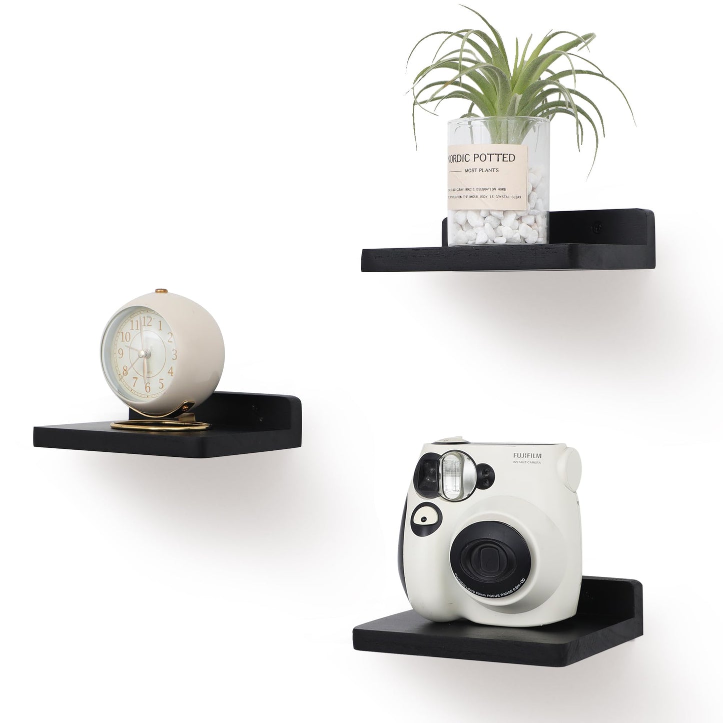 Small Floating Shelves 8-Pack, 4"x4", Rustic White