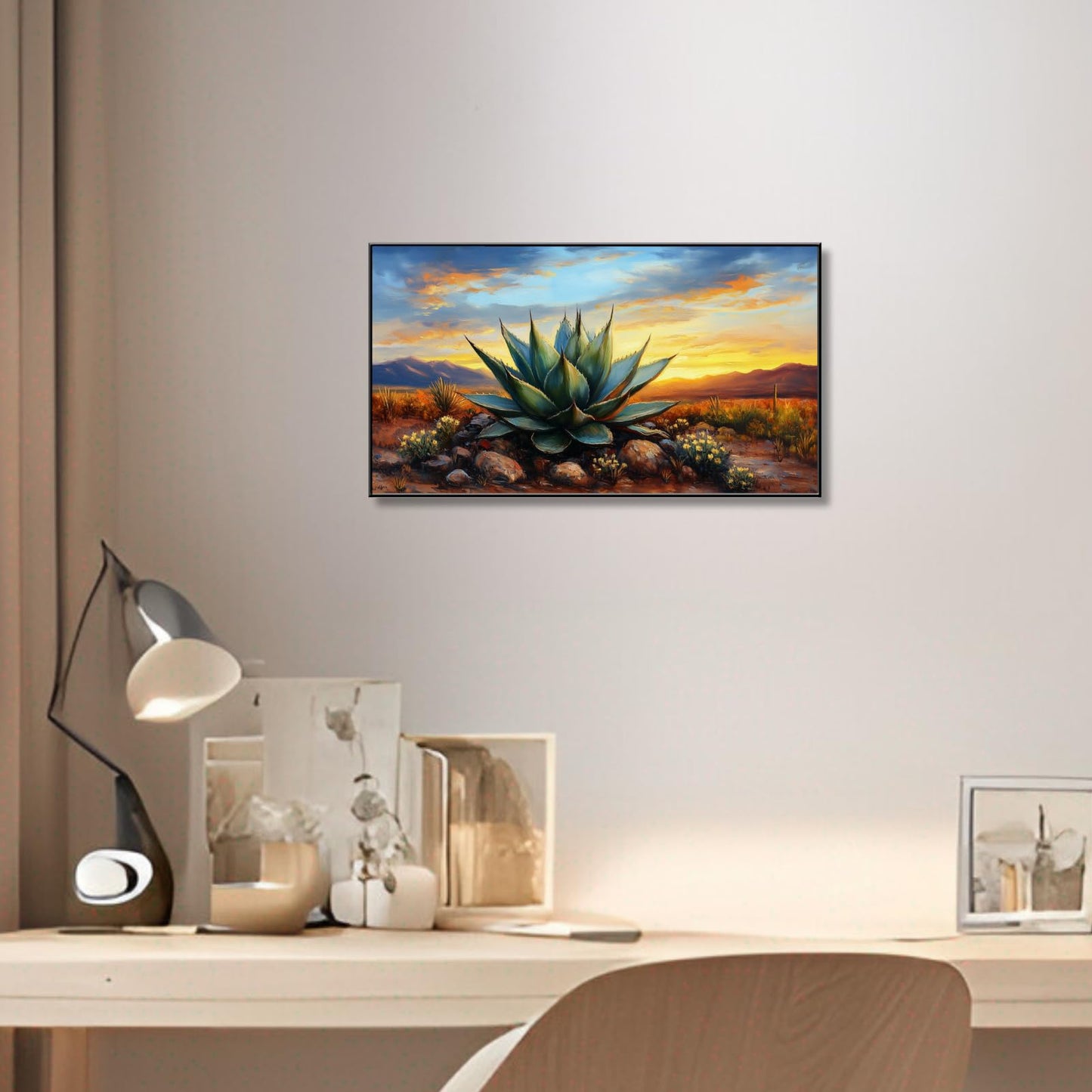 Agave Western Wall Art, 74"x40", Framed