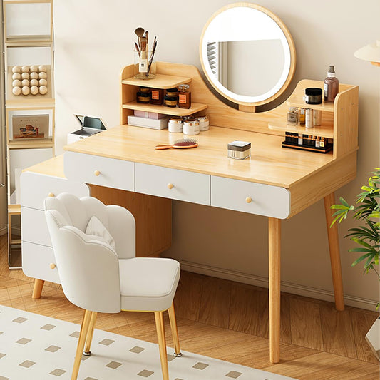 NESLIN Vanity Desk with Touchscreen Dimming Mirror, 80cm