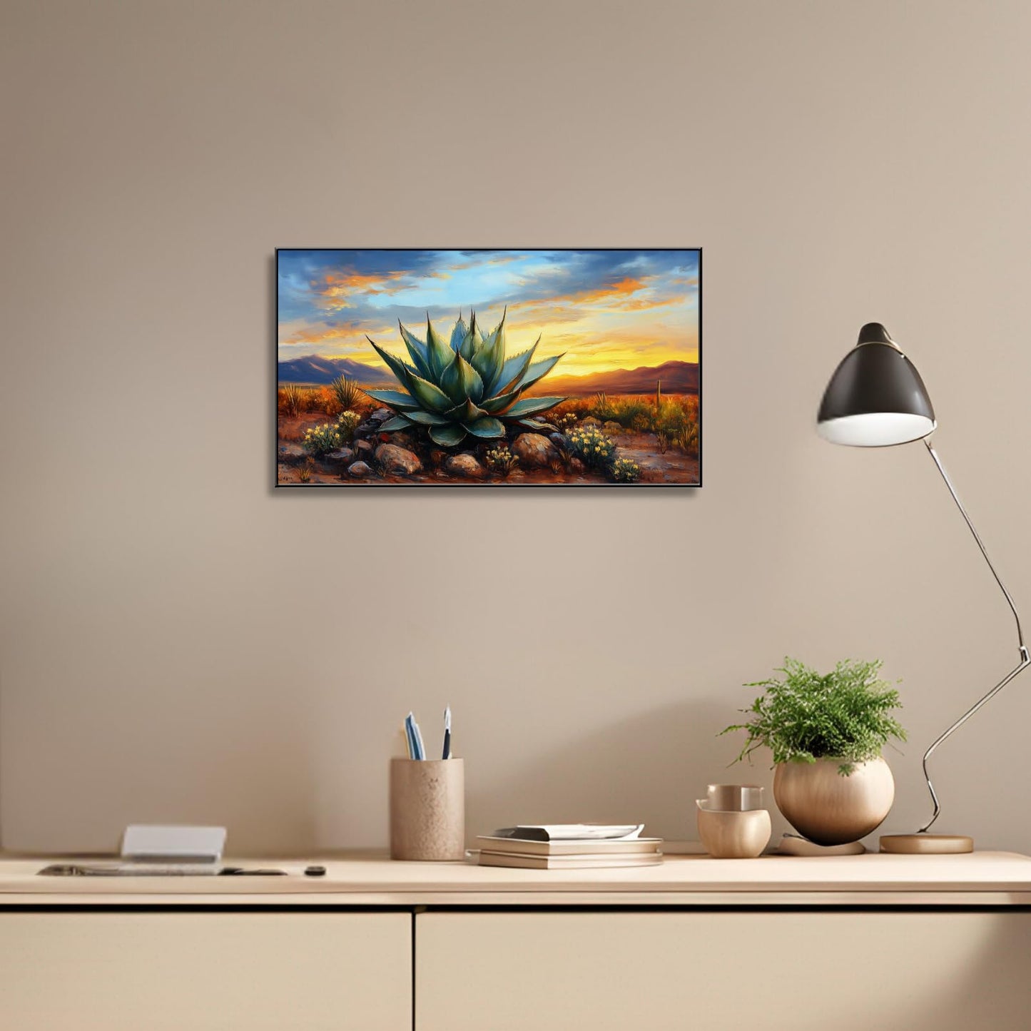 Agave Western Wall Art, 74"x40", Framed