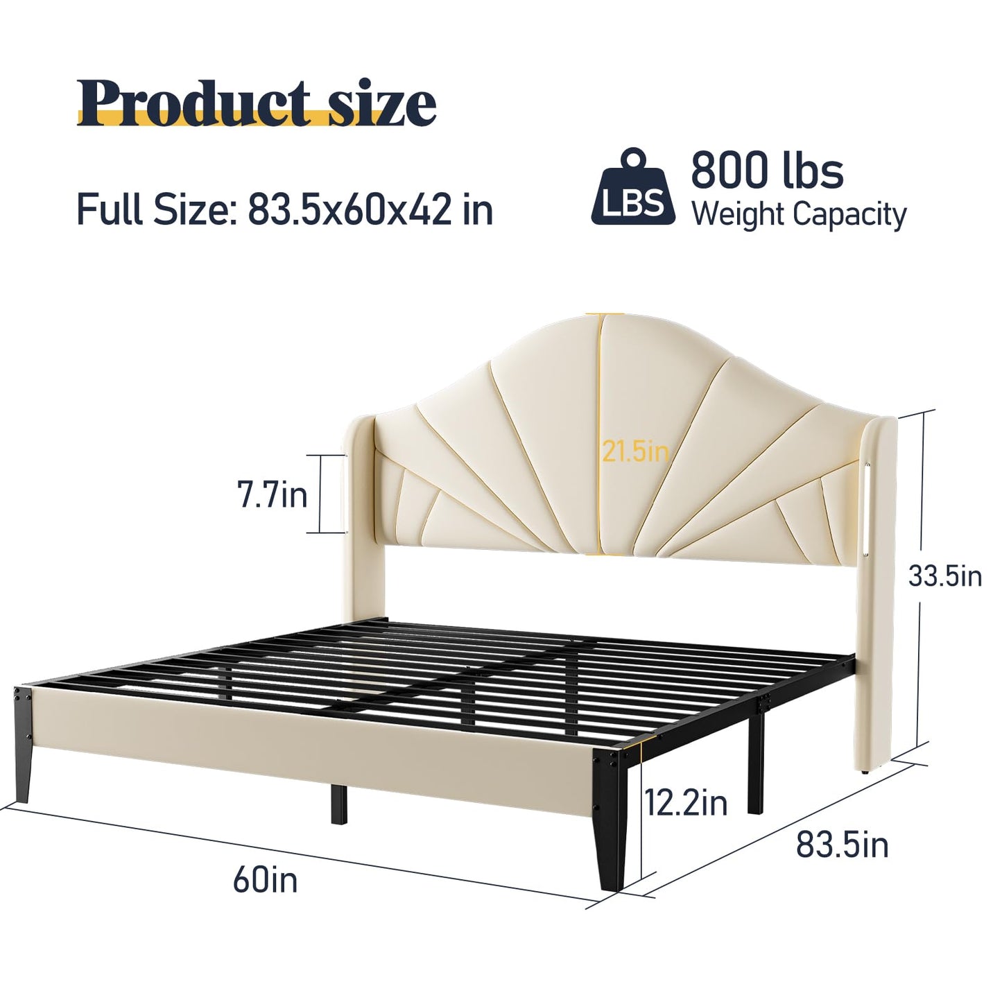 Queen Bed Frame with LED Headboard – Velvet Blue