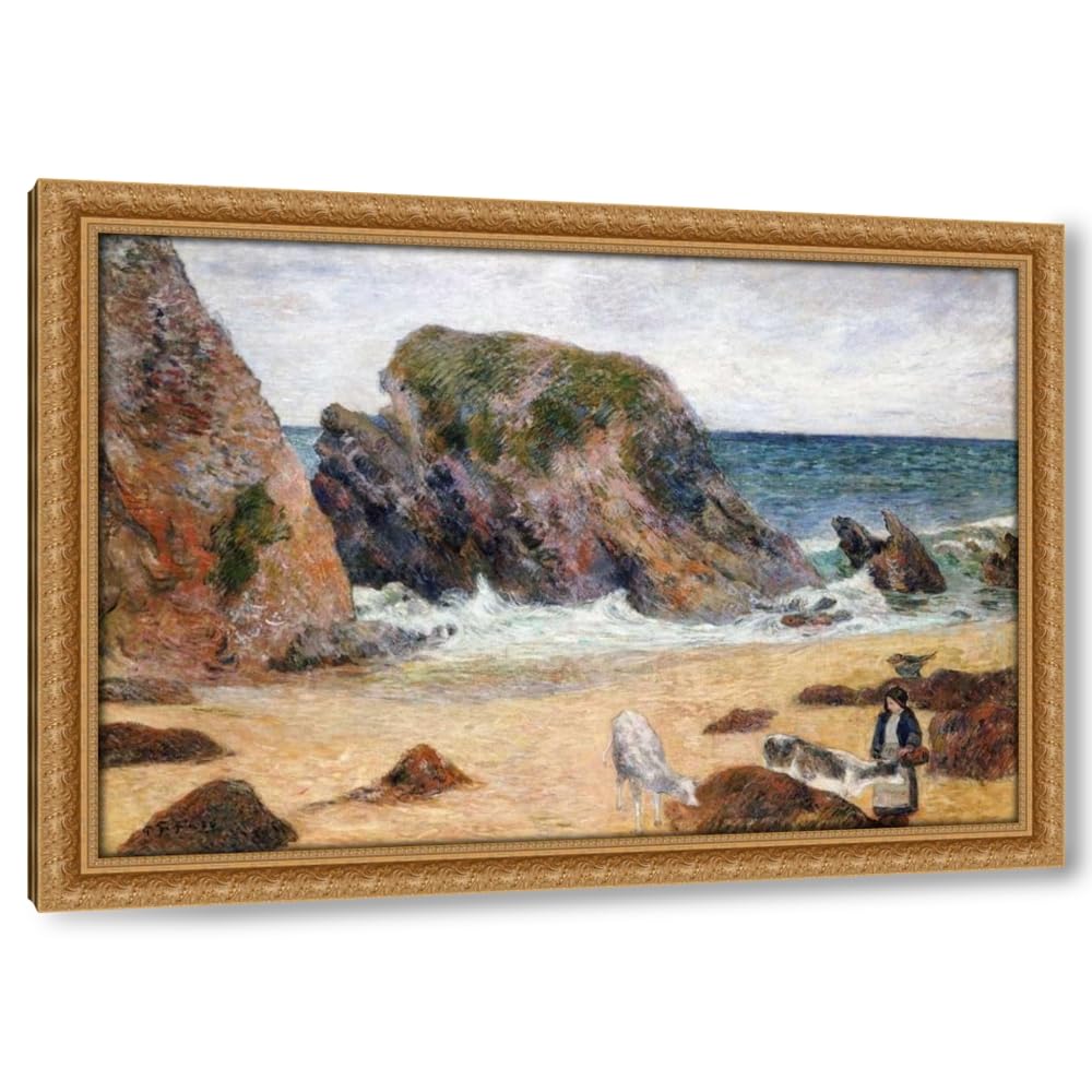 Gauguin Cows on the Seashore Canvas 24"x18"