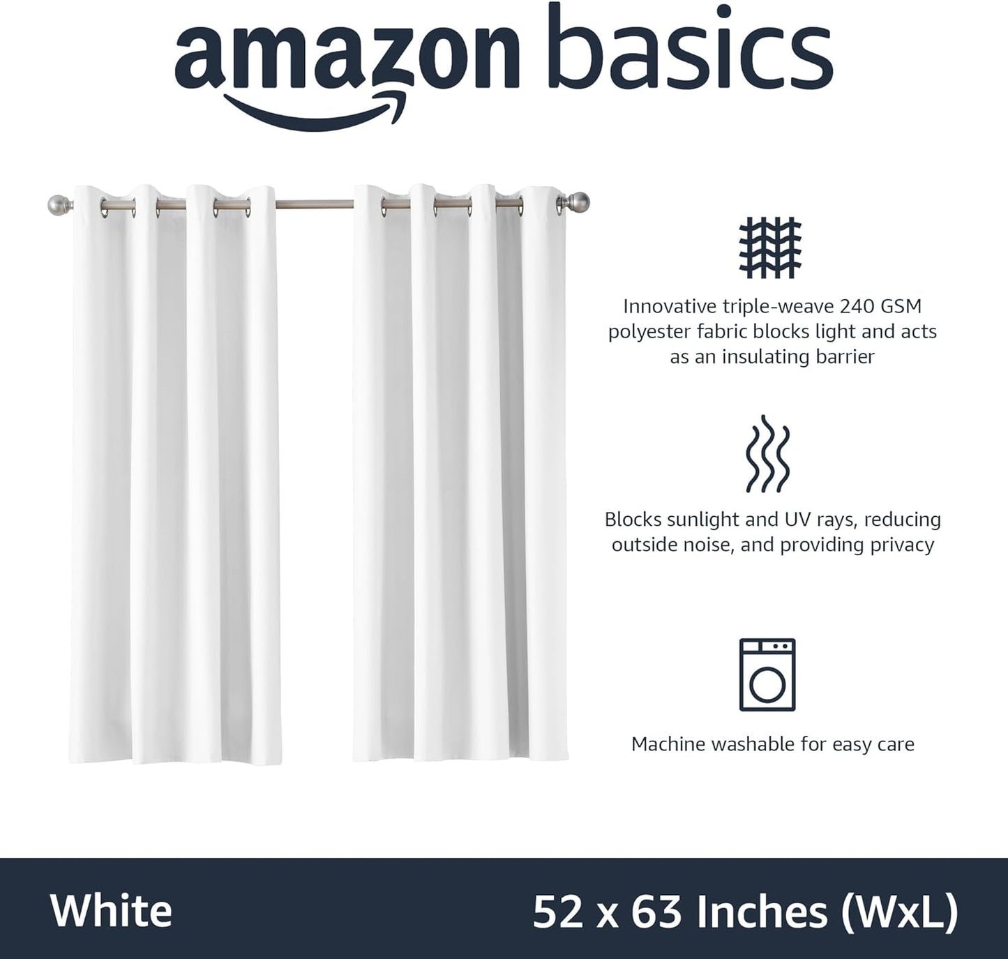 Amazon Basics Blackout Curtains – 2 Panels