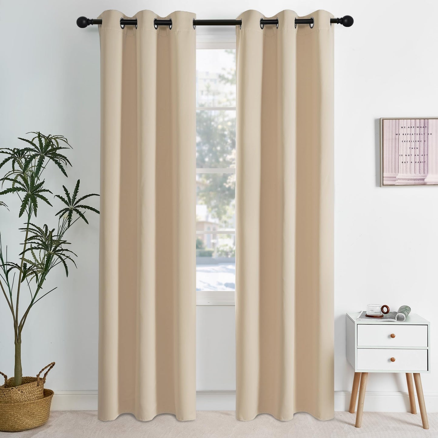 NICETOWN Blackout Curtains – 2 Panels, Grey, 63"