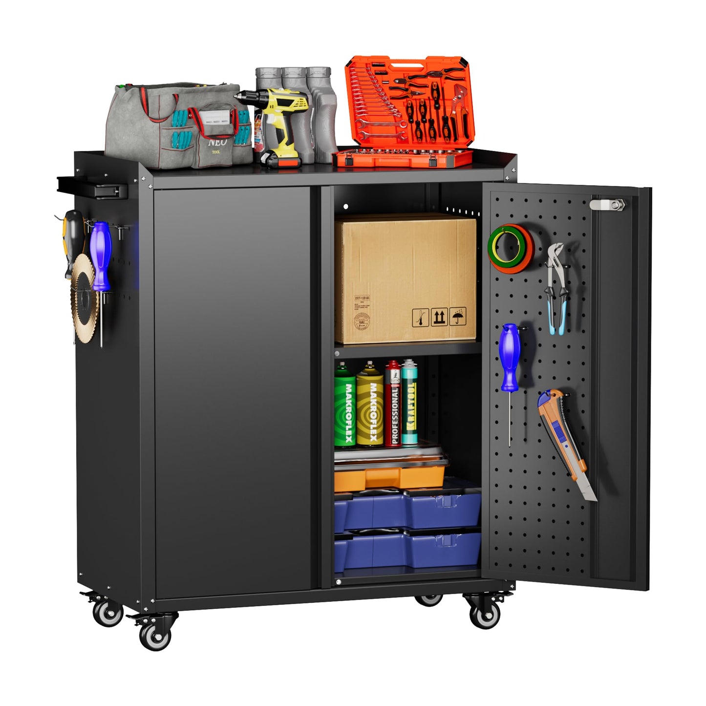 Aobabo Metal Garage Storage Cabinet – Black